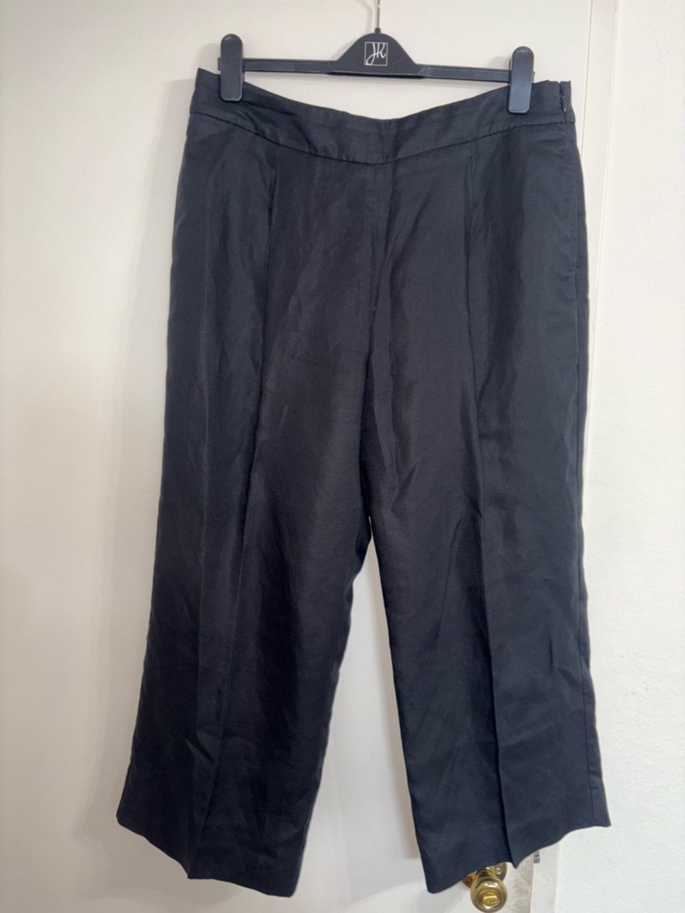 J. Crew Women’s Linen Cropped Black Lined Pants Size 14